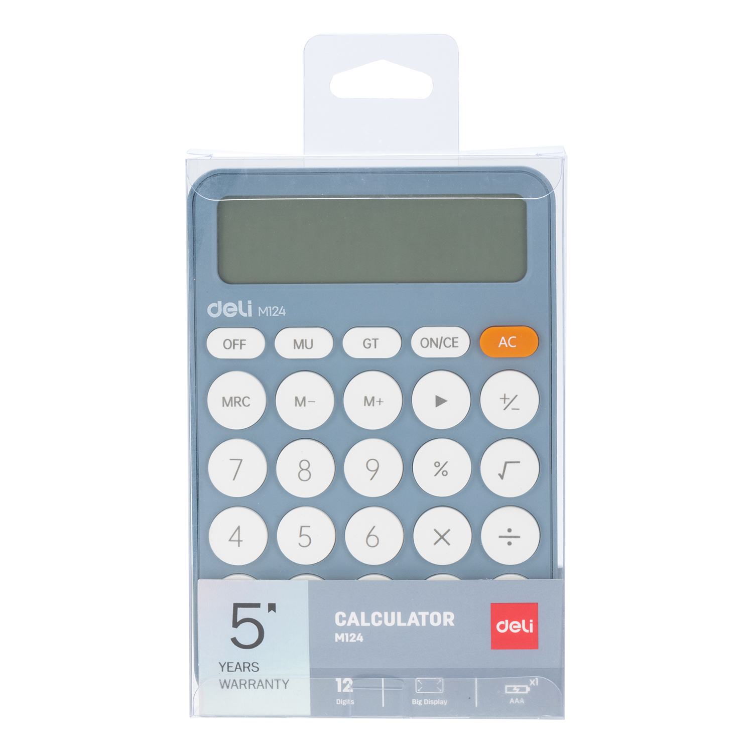 deli EM124 Calculator, Plastic-12 digits, Blue - Image 4