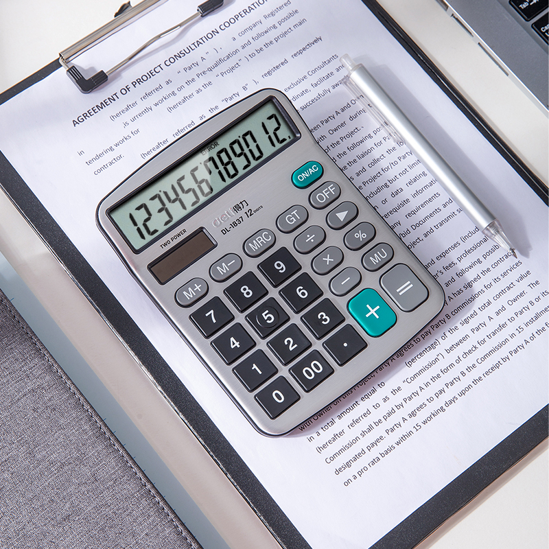 deli 1837 Desktop Calculator, Metal-12 digits, Silver - Image 4