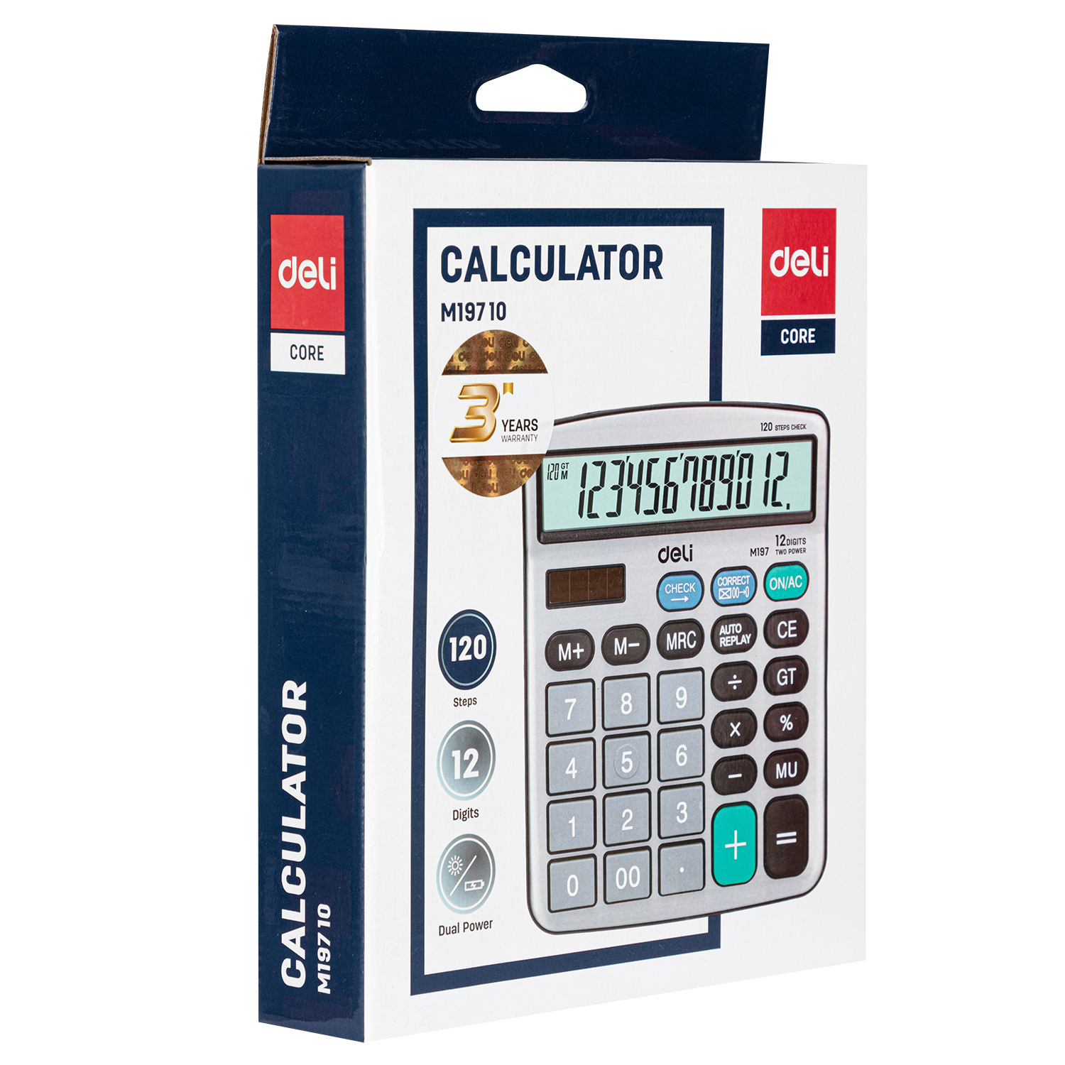 deli EM19710 Desktop Calculator, Metal-12 digits, 120 steps check, Silver - Image 4