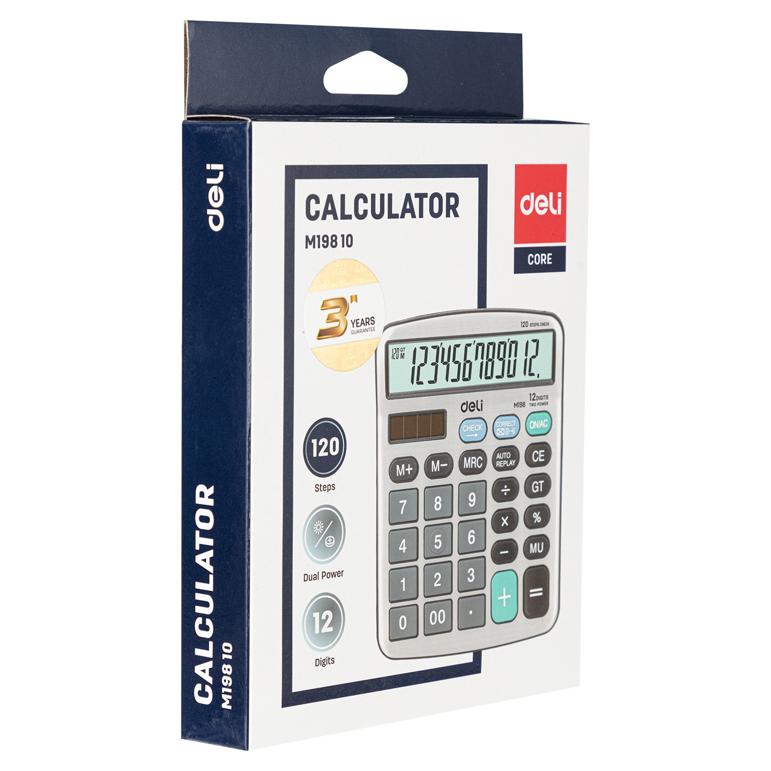 deli EM19810 Desktop Calculator, Metal-12 digits, 120 steps check, Silver - Image 4