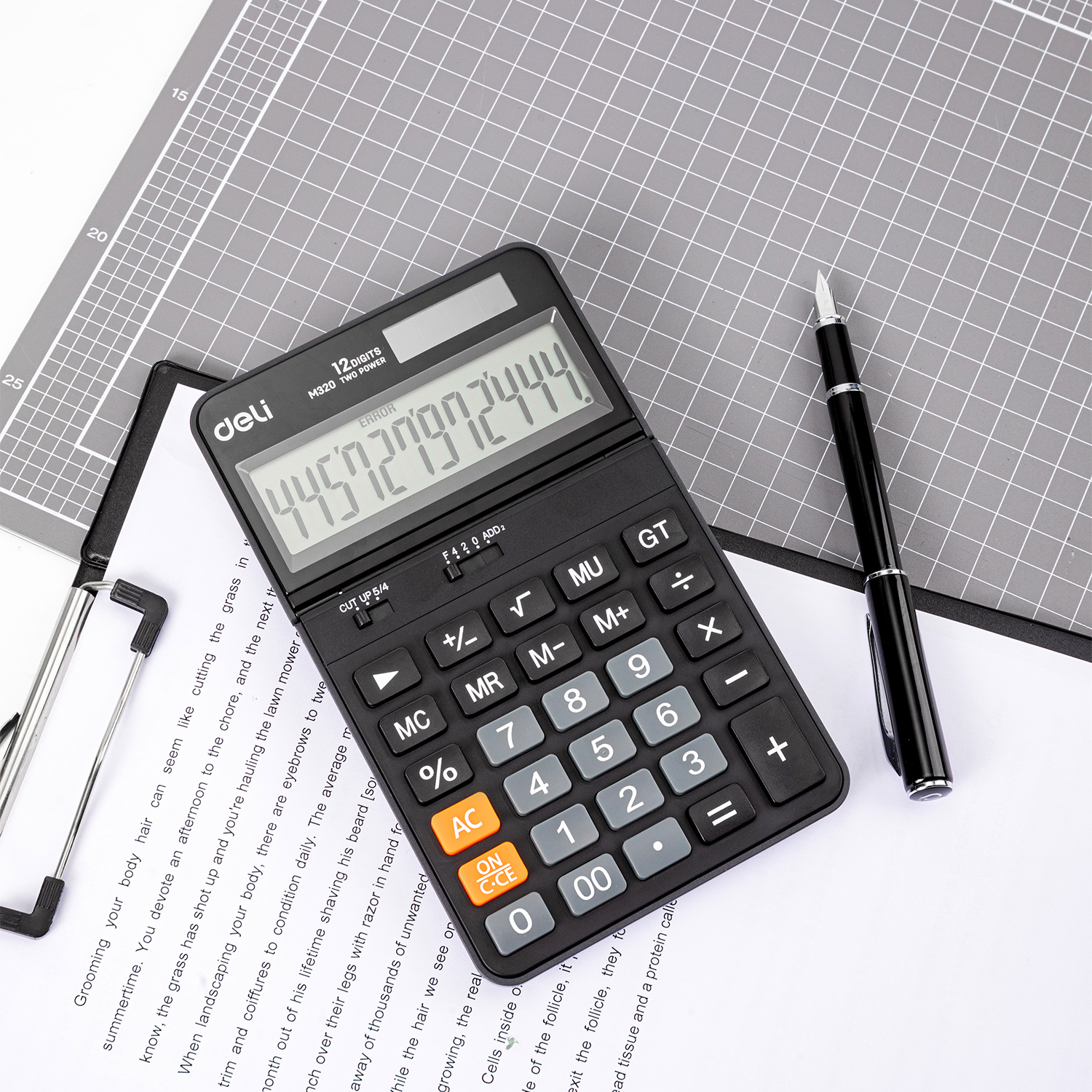 deli EM320 Calculator, Plastic-12 digits, Black - Image 4
