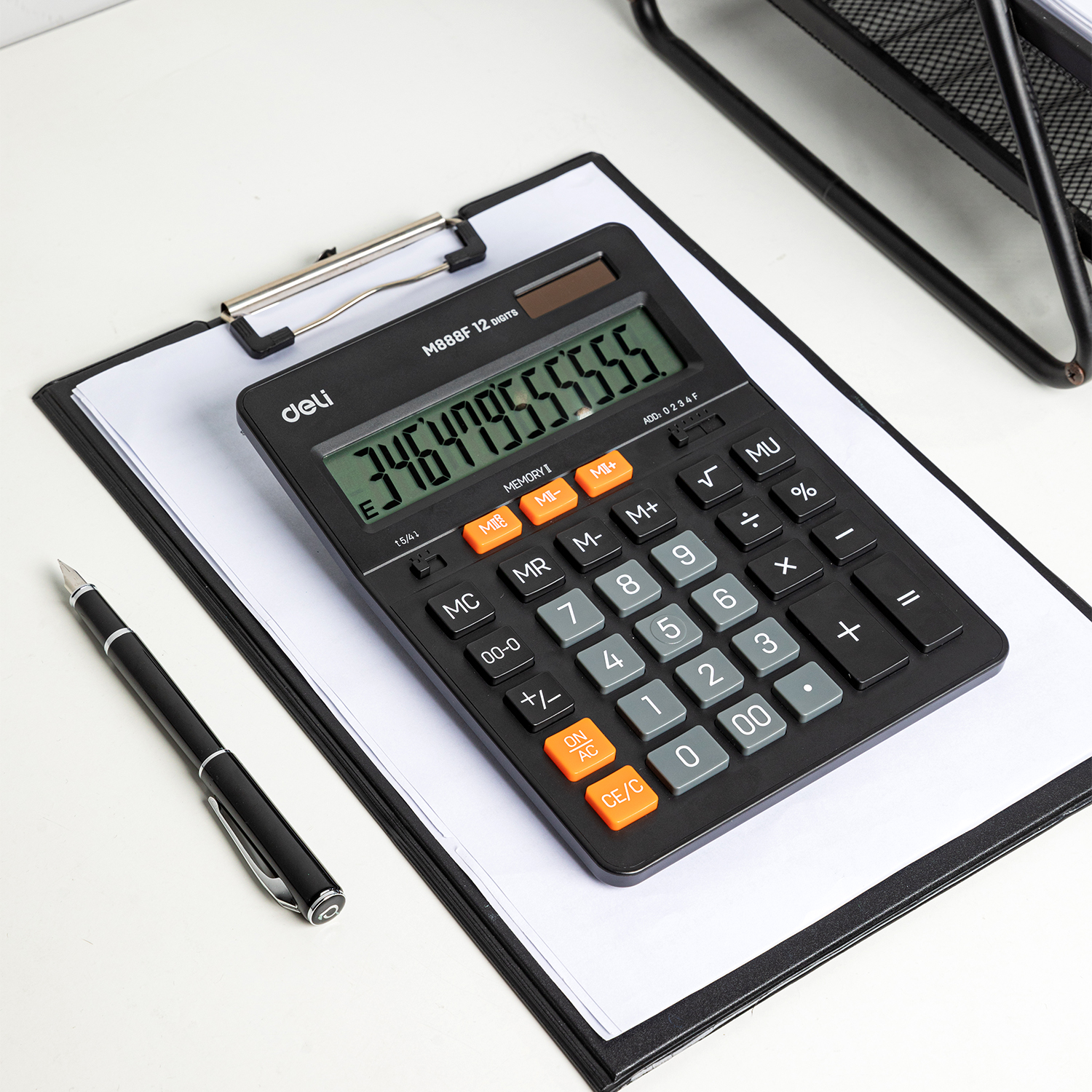 deli EM444 Dual-memory Calculator, Plastic-12 digits, Black - Image 4
