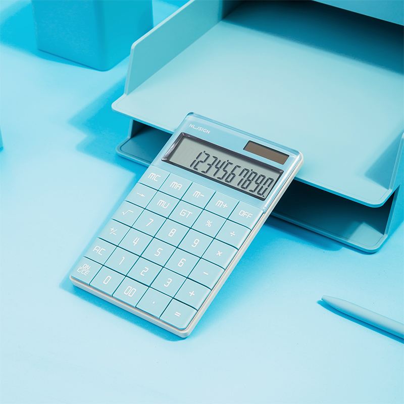 deli ENS041 Calculator, 165.3×103.2×14.7mm, 12 digits, Light Blue - Image 4