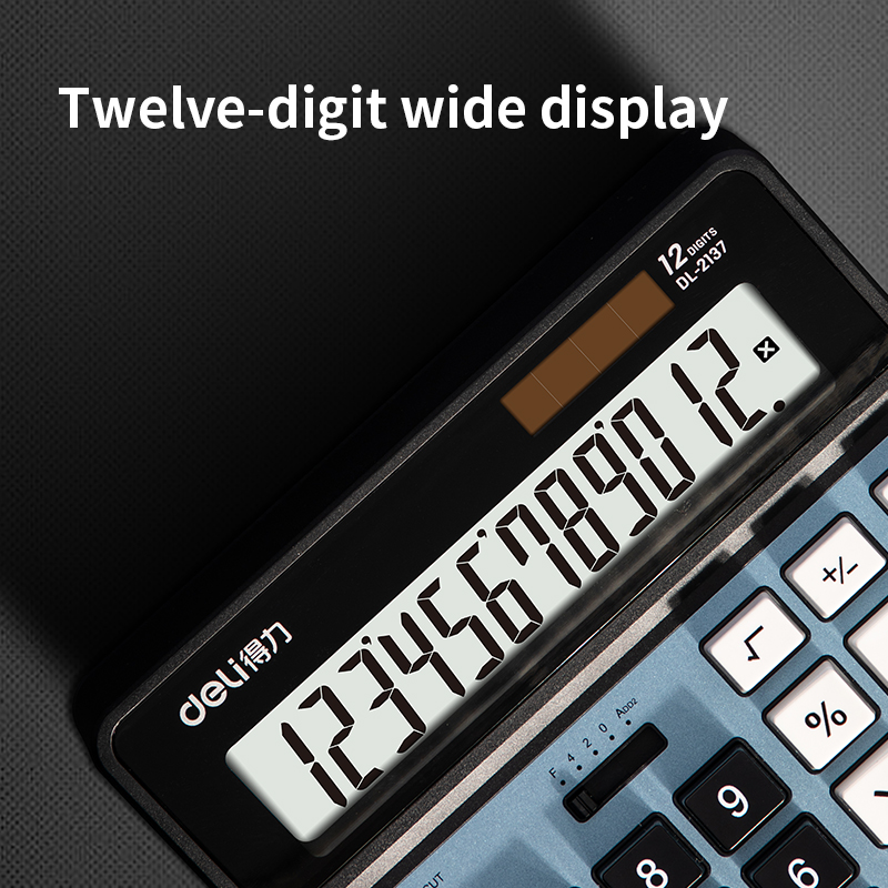 deli 2137 Desktop Calculator, Metal-12 digits, Blue - Image 5