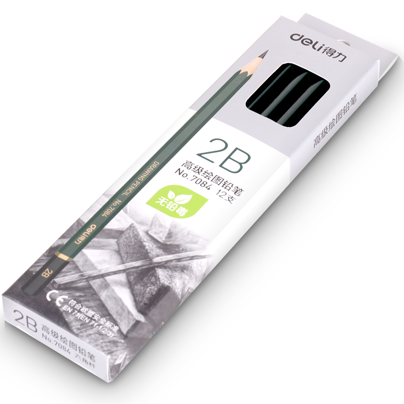 deli 7084 Sketching Pencil, 2B, Green - Image 5