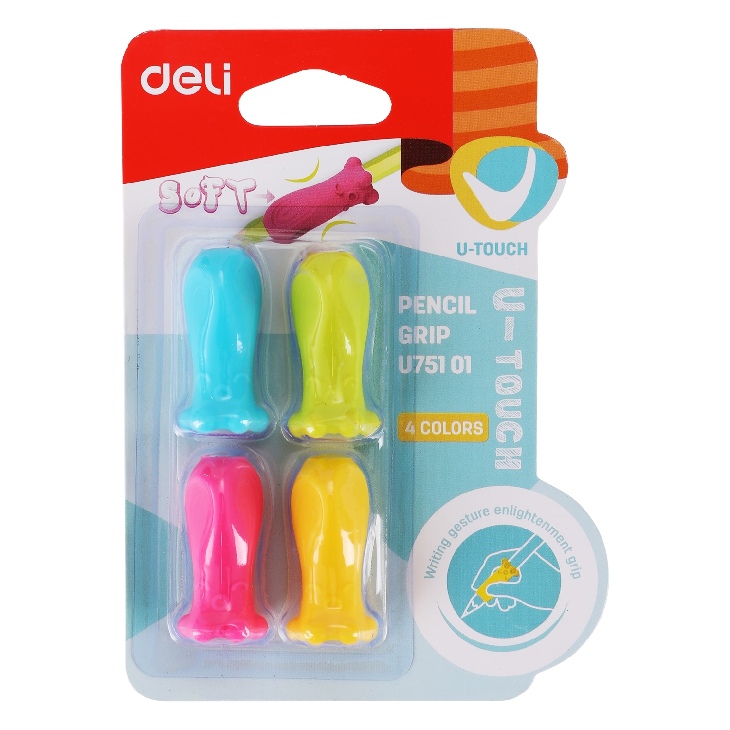 deli EU75101 Pencil grip, 4 colors/bister card, Assorted Colors - Image 5