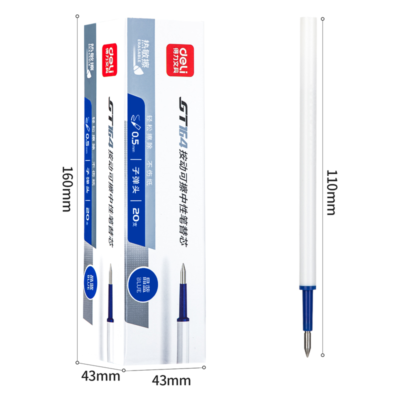 deli GT164 Gel Pen Refill, 0.5mm, Blue - Image 5