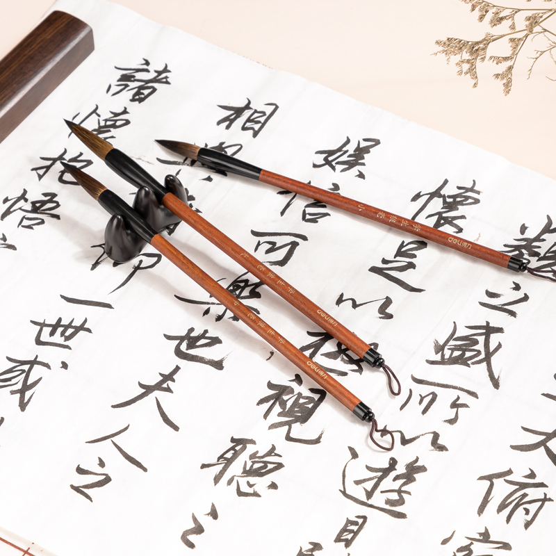 deli 36005 Calligraphy Brush Pen Set, 3pcs, Light Brown - Image 5