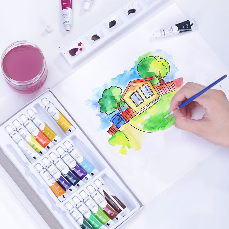 deli 73860 Watercolor Painting, 18 colors 5ml, Assorted Colors - Image 5