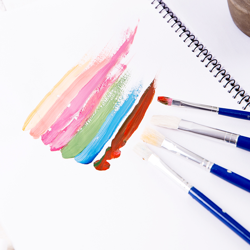 deli 73866 Gouache Brush Set, #2,#4,#6,#8 Flat head wool, Blue - Image 5