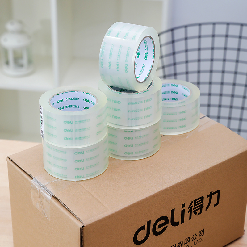 deli 30325 Packing Tape, 60mm*100y*50um(6rolls/tube), Transparent - Image 5