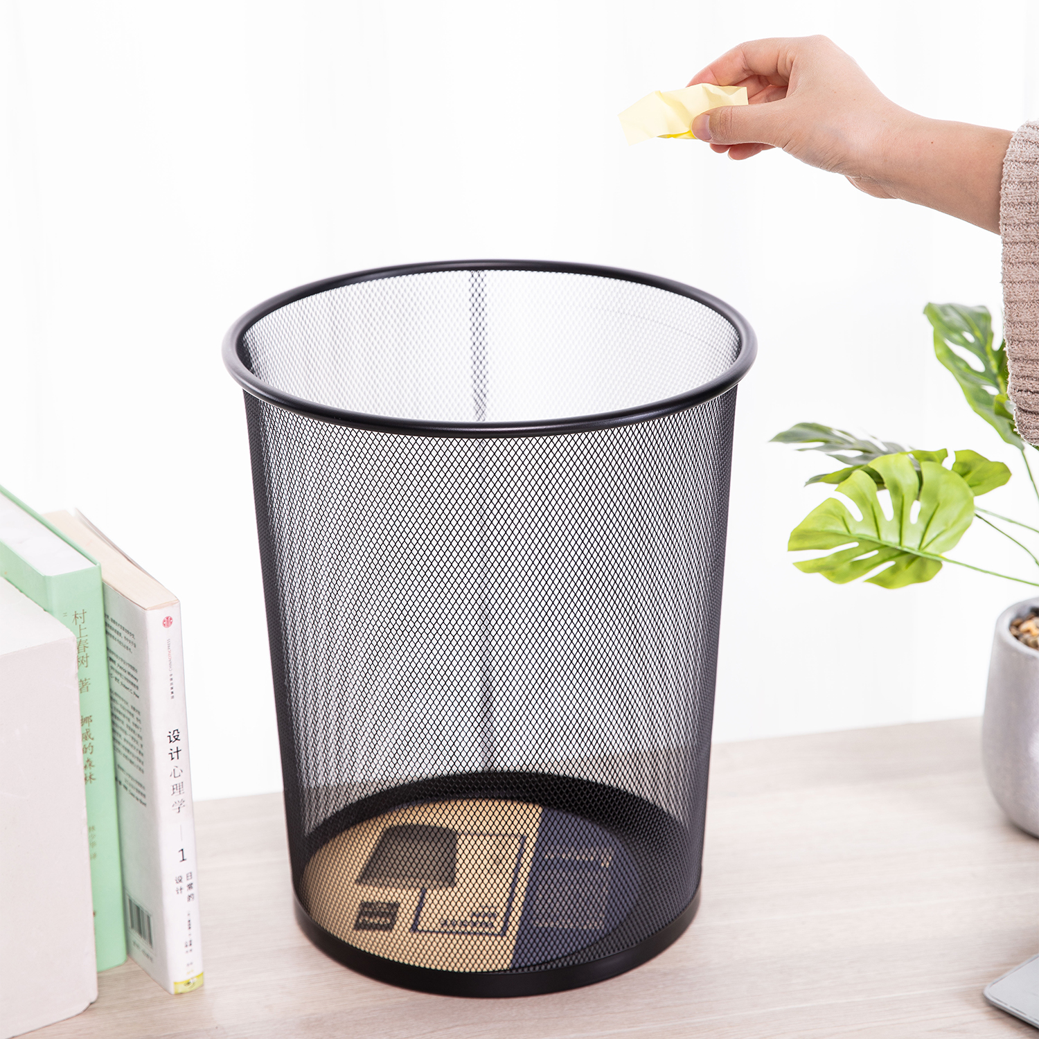 deli E9189 Waste Bin, φ295×φ240×347mm, Black - Image 5