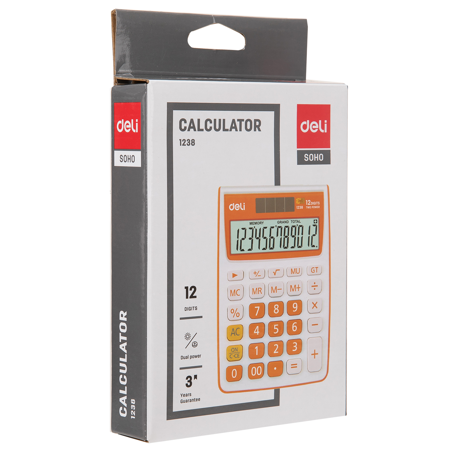 deli E1238 Desktop Calculator, Plastic-12 digits, Grey - Image 5