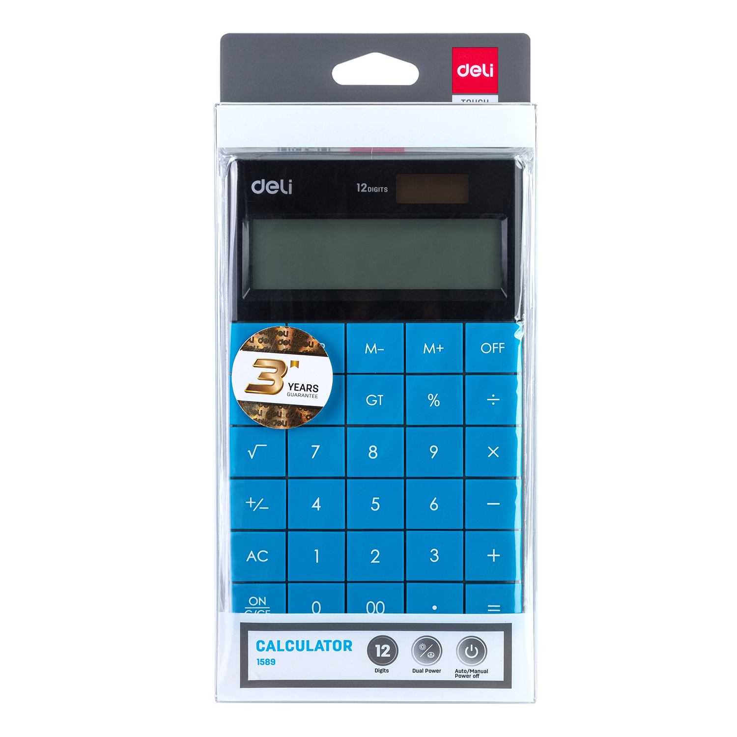 deli E1589 Desktop Calculator, Plastic-12 digits, Blue - Image 5