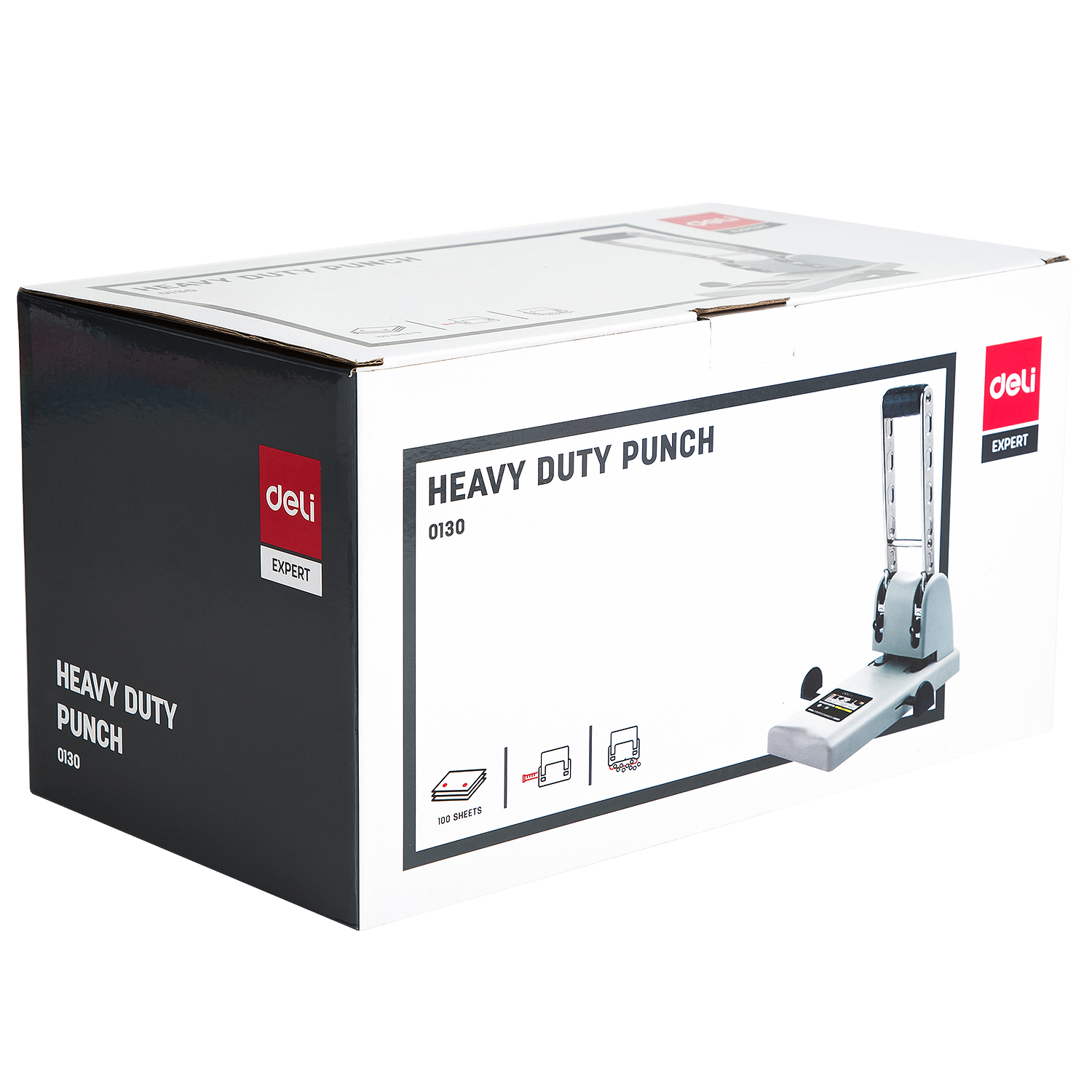 deli E0130 Heavy Duty Punch, 100 sheets,80mm,Φ6mm, White Ash - Image 5