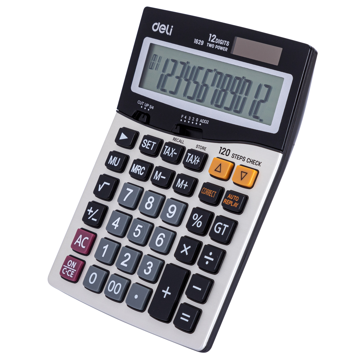 deli E1629 Desktop Calculator, Metal-12 digits, 120 steps check,tax, Golden - Image 5