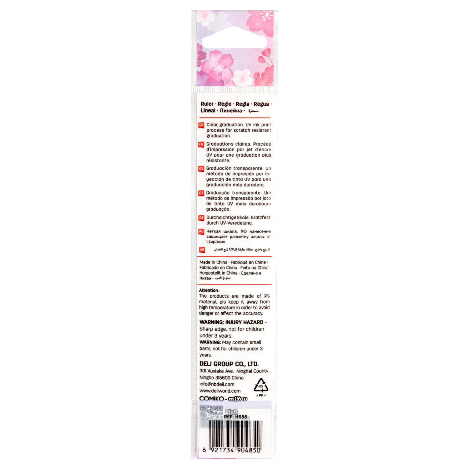 deli EH655 Ruler, 15cm, 6Inch Metric and inch graduation, PINK, BLUE Assorted Colors - Image 5