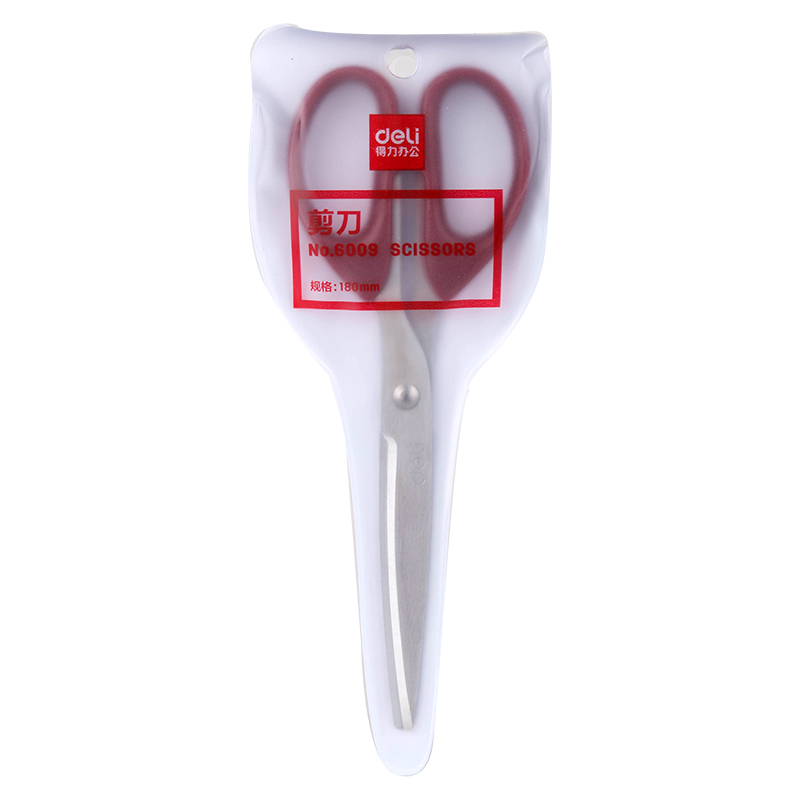 deli 6009 Scissors, 180mm 7, Red - Image 5
