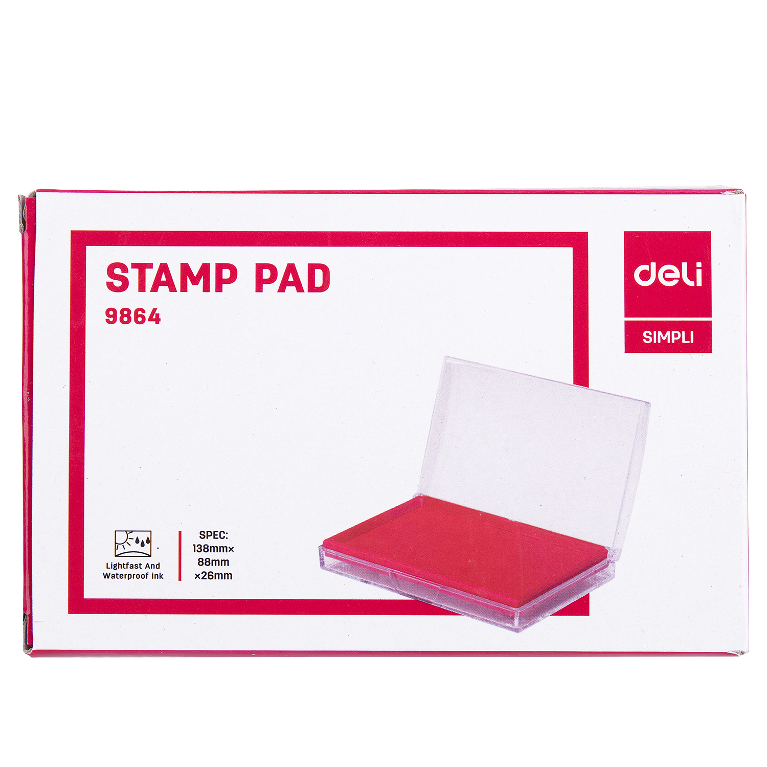 deli E9864 Stamp Pad, 138×88×26mm, Red - Image 5