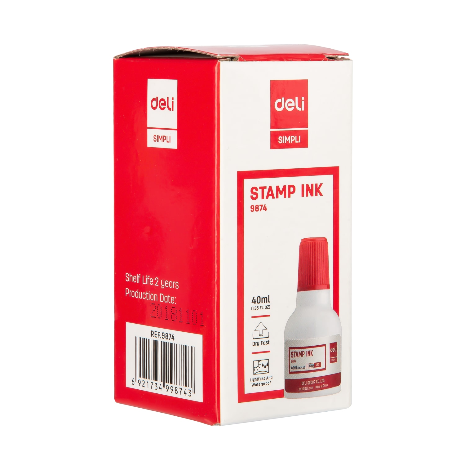 deli E9874 Stamp Ink, 40 ml ink, Red - Image 5