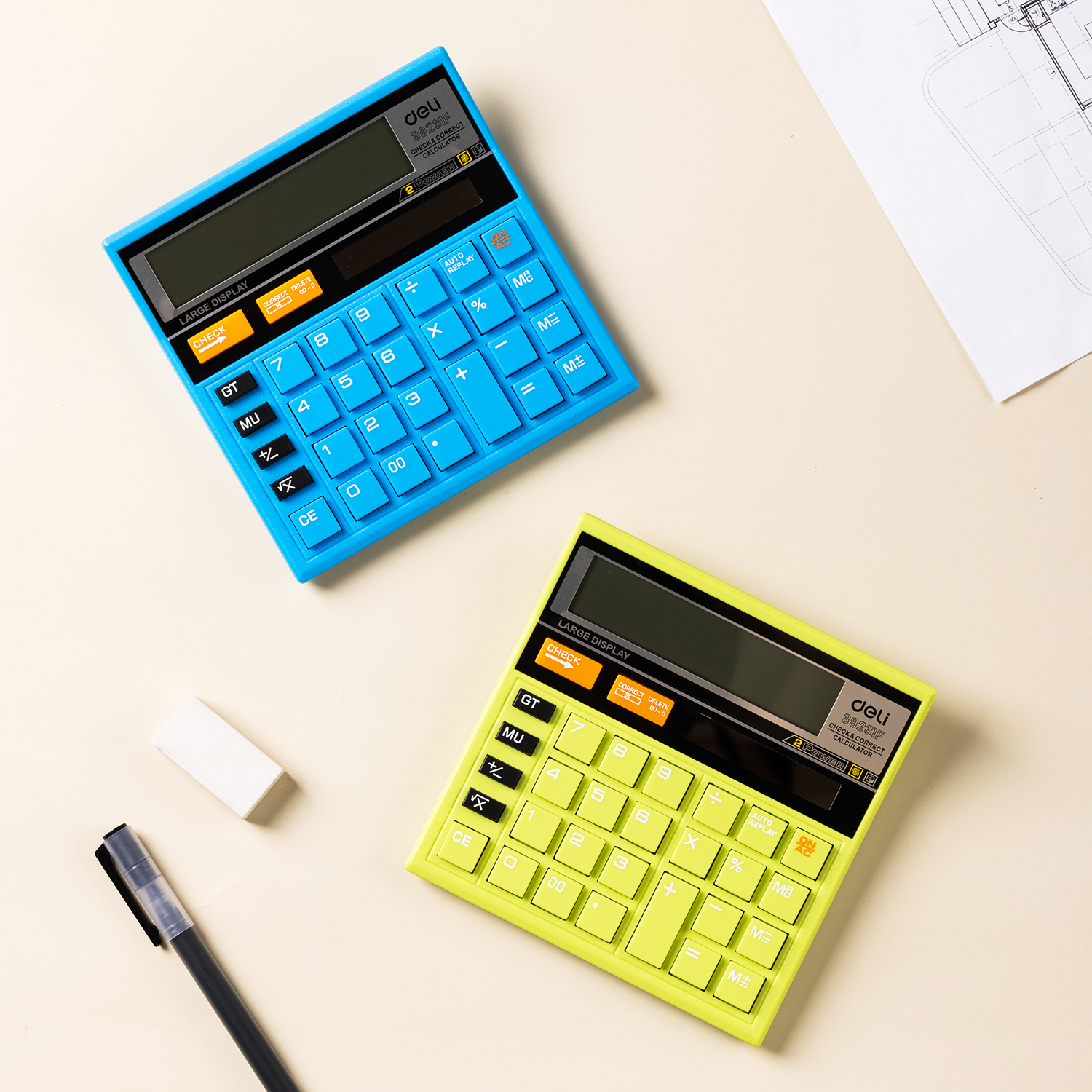 deli E39231F Calculator, Plastic-12 digits, 120 steps check, Blue - Image 5