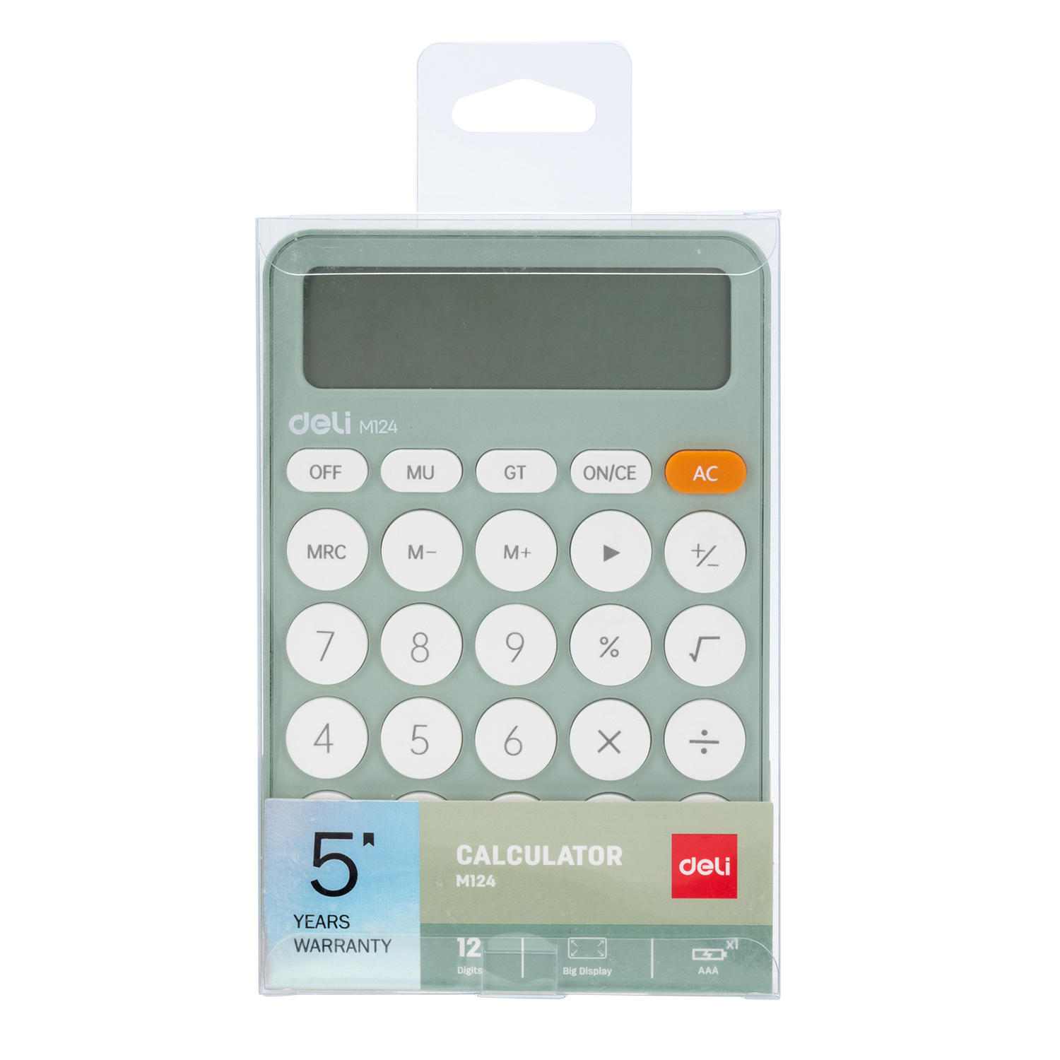 deli EM124 Calculator, Plastic-12 digits, Green - Image 5