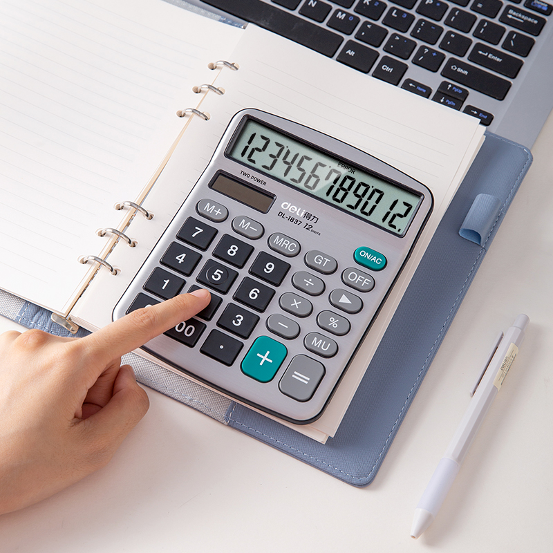 deli 1837 Desktop Calculator, Metal-12 digits, Silver - Image 5