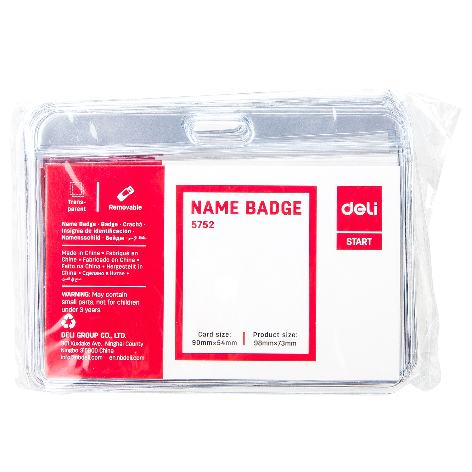 deli E5752 Name Badge & Clip, Inner core size: 90*54mm, Blue - Image 5