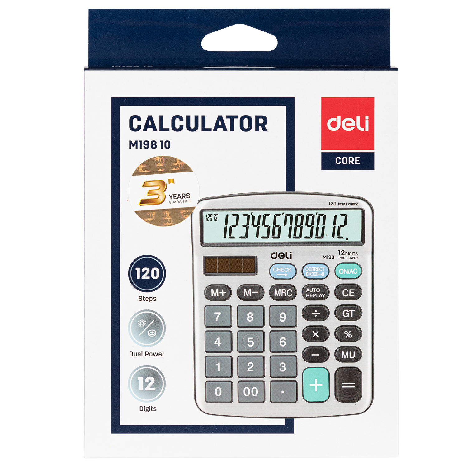 deli EM19810 Desktop Calculator, Metal-12 digits, 120 steps check, Silver - Image 5