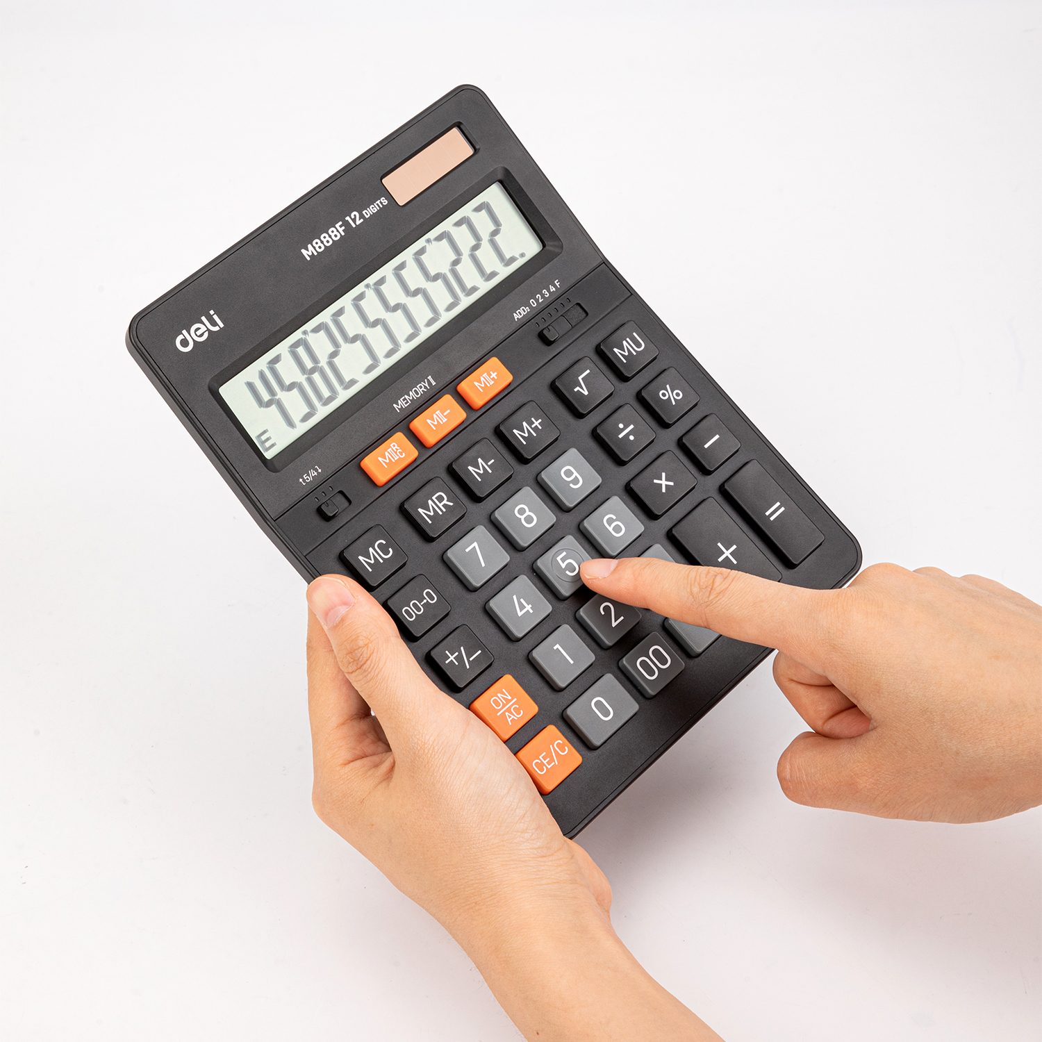 deli EM444 Dual-memory Calculator, Plastic-12 digits, Black - Image 5