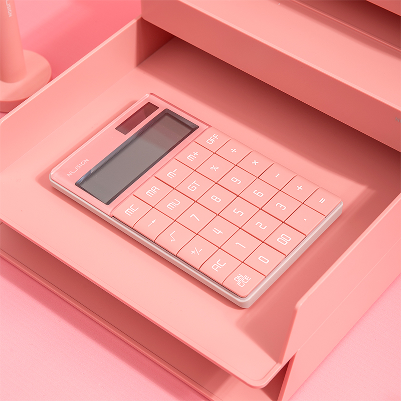 deli ENS041 Calculator, 165.3×103.2×14.7mm, 12 digits, Light Red - Image 5