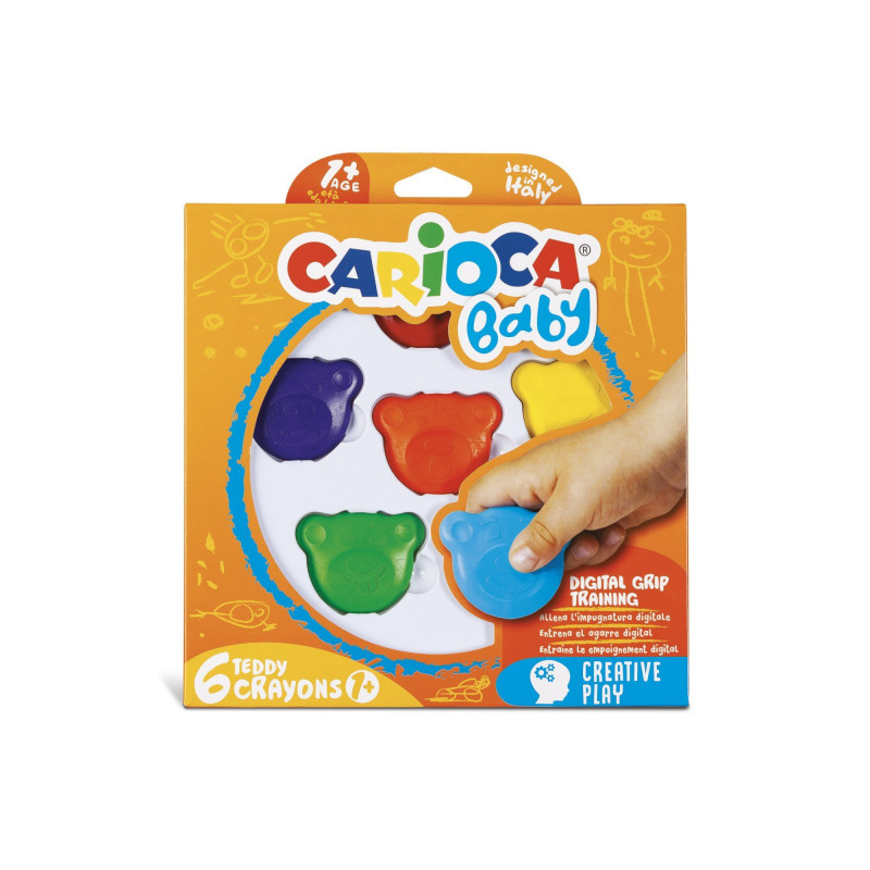 Carioca Baby Teddy Crayons for 1 Plus Years 6 Pieces in a Pack