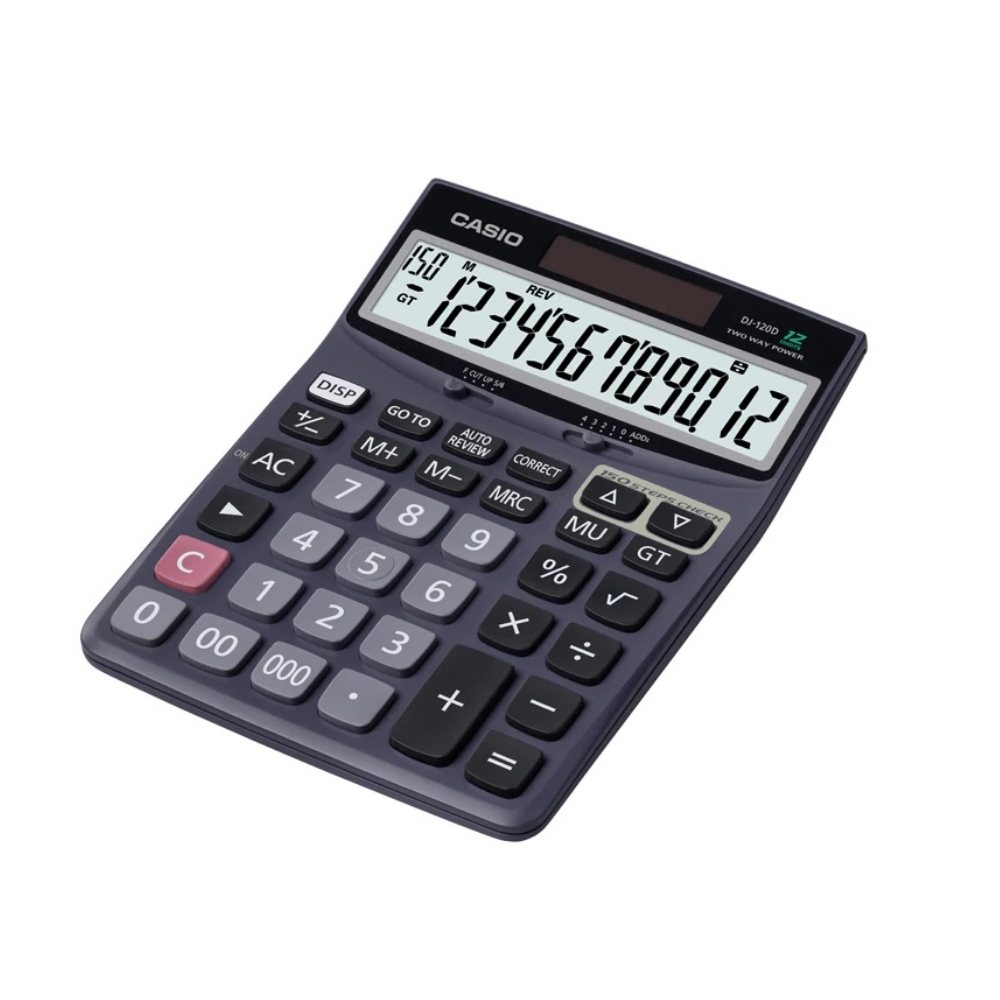 Casio DJ-120D, 12 Digits Check Calculator, Silver