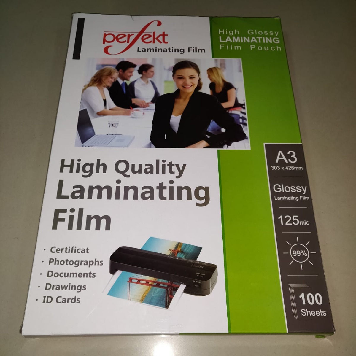 Perfekt Laminating Pouch, A3 Size, 125micron, 100 Pcs in a Packet