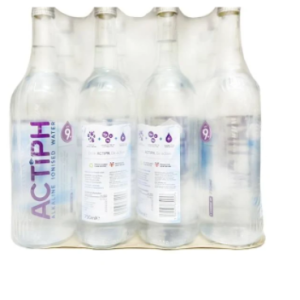 ACTIPH Alkaline Ionised Water 750 ml X 12 glass bottles