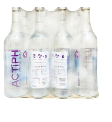 ACTIPH Alkaline Ionised Water 750 ml X 12 glass bottles