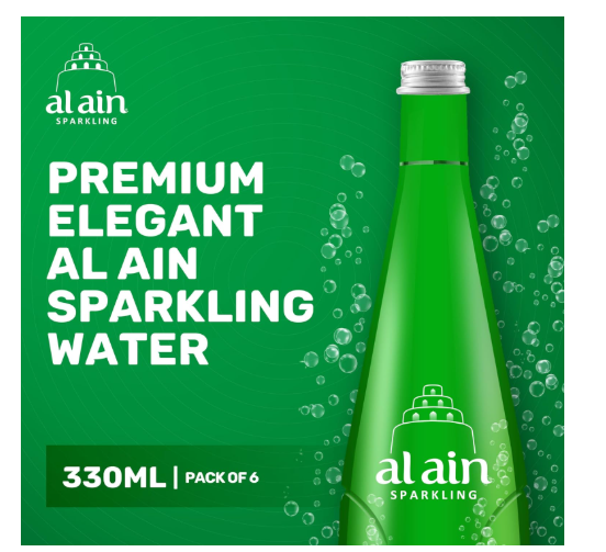 Al Ain Sparkling water 330ml x 6 glass bottles - Image 3