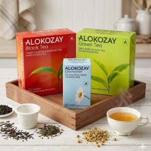 Alokozay Camomile Tea + Green Tea + Black Tea Variety Pack of 225 Teabags
