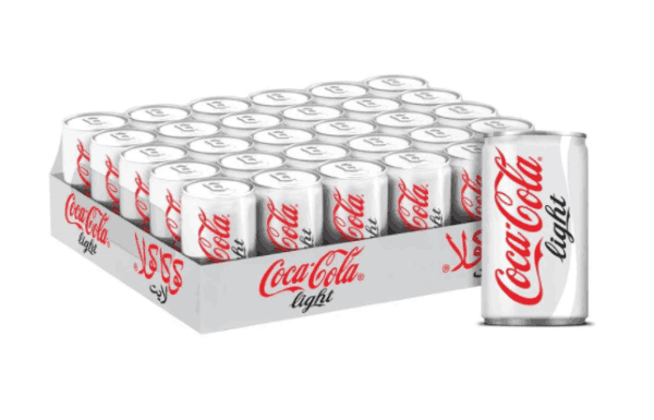 Coca Cola Light Carbonated Soft Drink 330ml Can, pack of 24 cans