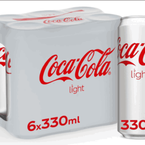 Coca Cola Light Carbonated Soft Drink 330ml Can, pack of 6 cans