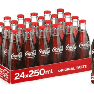 Coca Cola Original Taste, Carbonated Soft Drink, Glass Bottle 250ml, Carton of 24 bottles