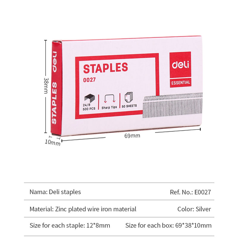 deli E0027 Staples, Staple - 24/8, Silver - Image 12