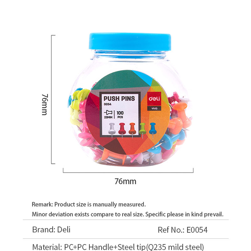 deli E0054 Push Pin, Size 23mm, 1''100PCS/tube, Assorted Colors - Image 13