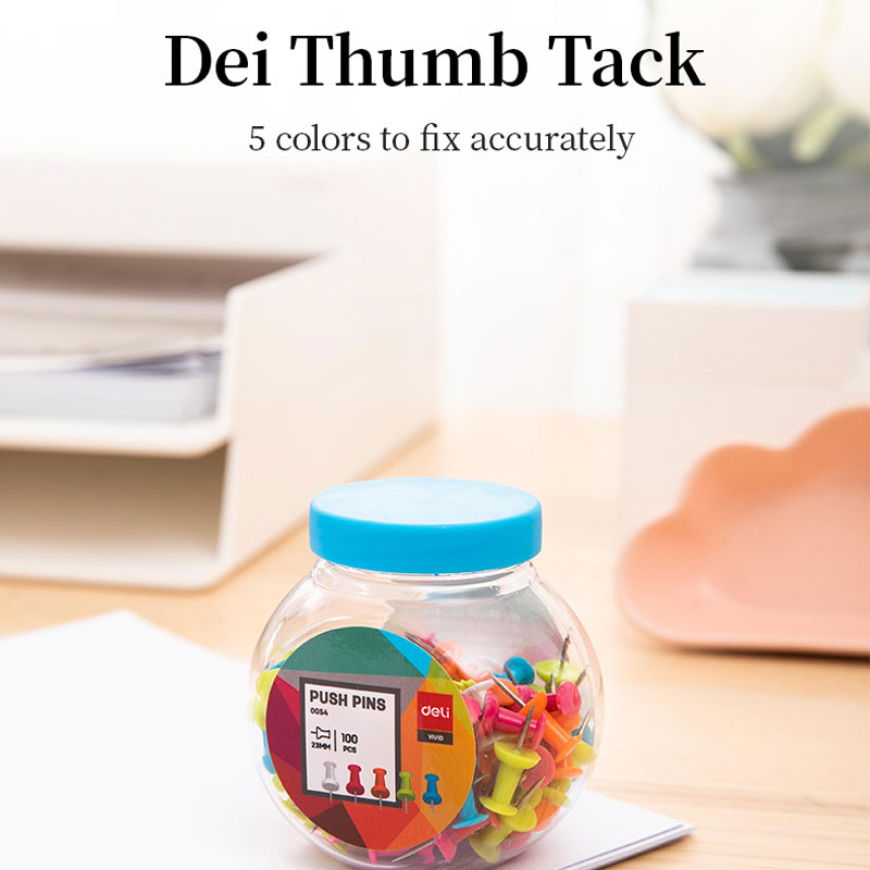 deli E0054 Push Pin, Size 23mm, 1''100PCS/tube, Assorted Colors - Image 14