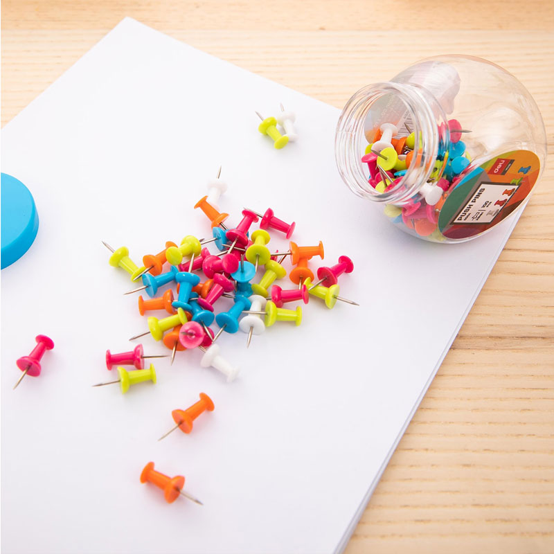 deli E0054 Push Pin, Size 23mm, 1''100PCS/tube, Assorted Colors - Image 3