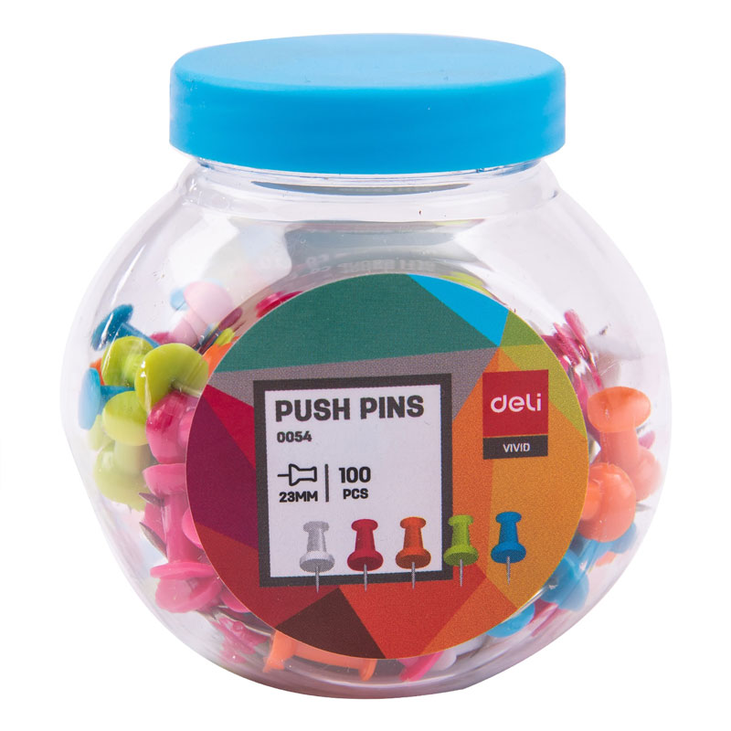 deli E0054 Push Pin, Size 23mm, 1''100PCS/tube, Assorted Colors - Image 6