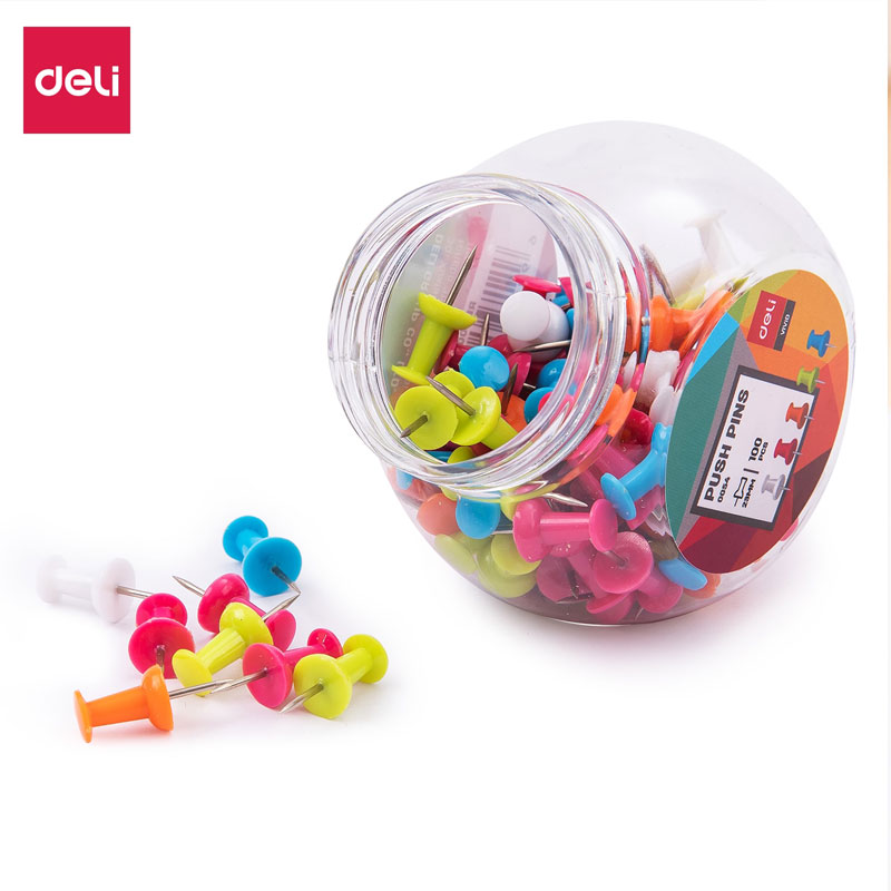 deli E0054 Push Pin, Size 23mm, 1''100PCS/tube, Assorted Colors - Image 9