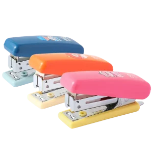 deli E0254A Mini Stapler, Yellow, Blue, Red