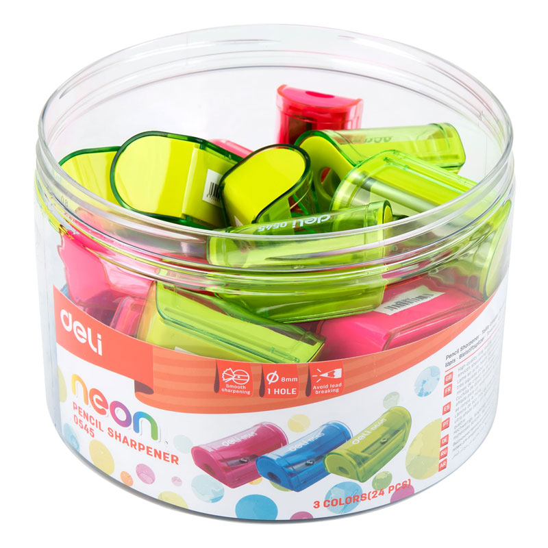 deli E0545 Pencil Sharpener, 1-hole w/canister, Assorted Colors - Image 3