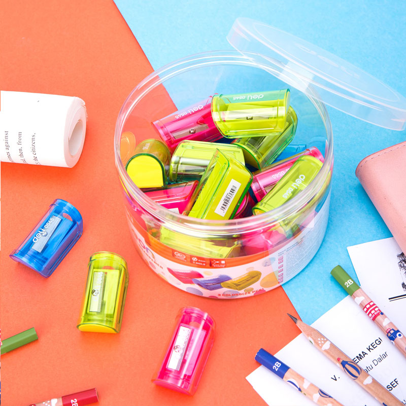 deli E0545 Pencil Sharpener, 1-hole w/canister, Assorted Colors - Image 10